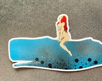 Nude Lady Riding Sperm Whale Sticker