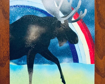 Rainbow Moose Greeting Card