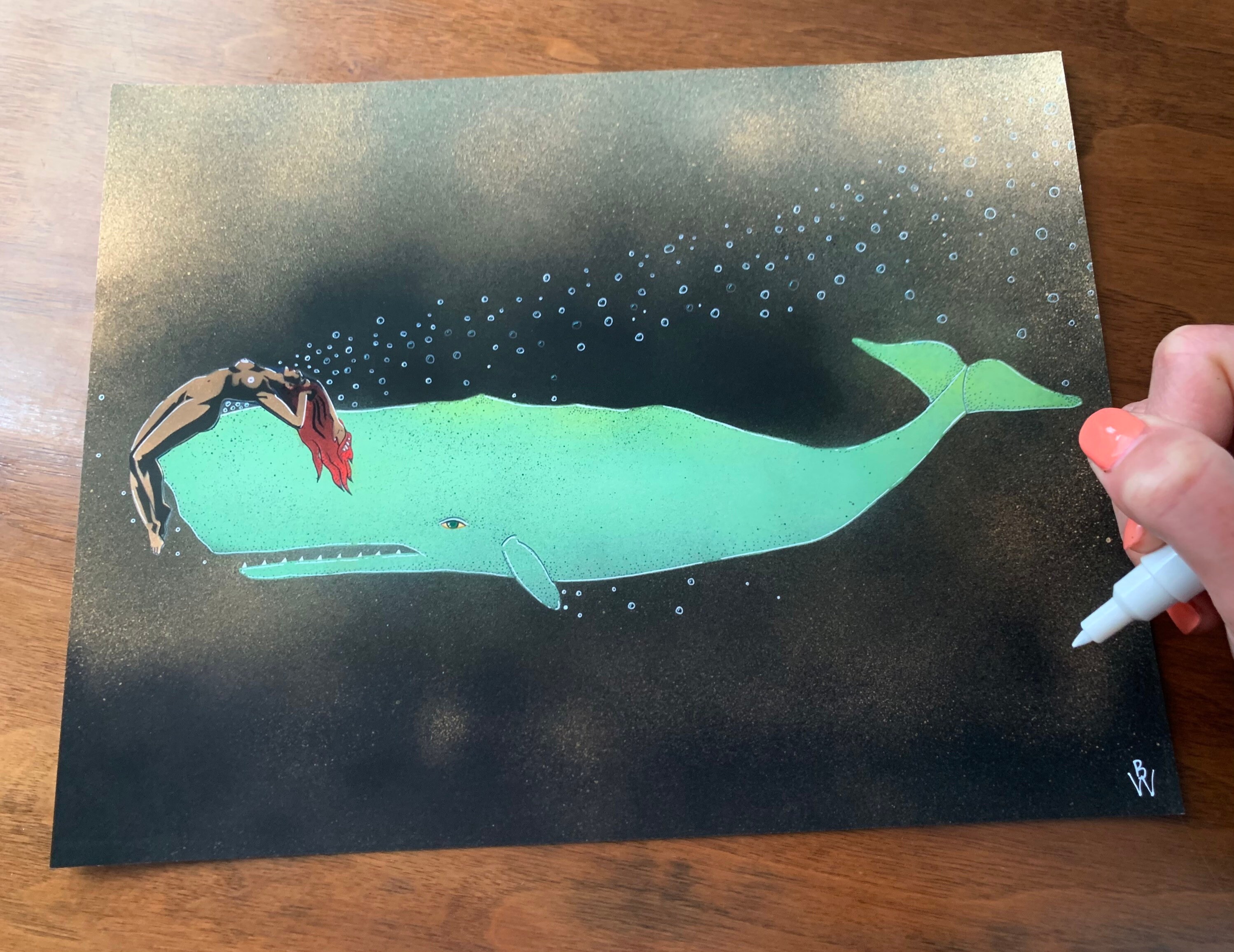 Hitchhiker Nude Woman Catches a Ride With a Sperm Whale Print - Etsy
