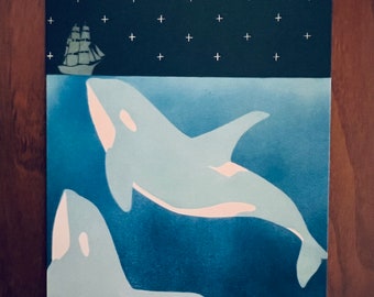 Orcas Greet Ship Greeting Card