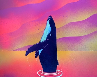Pink Sunrise Humpback Whale