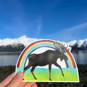 Rainbow Moose Sticker