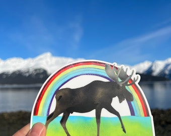 Rainbow Moose Sticker