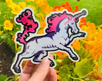 Adesivo Majestic Unicorn com cabelo rosa choque