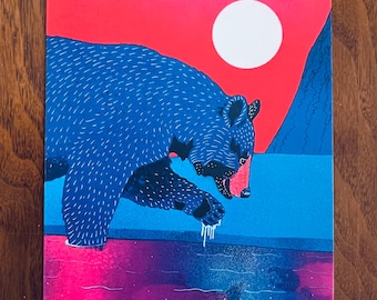 Black Bear Fishing Greeting Card