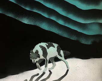 Northern Lights Wolf Print