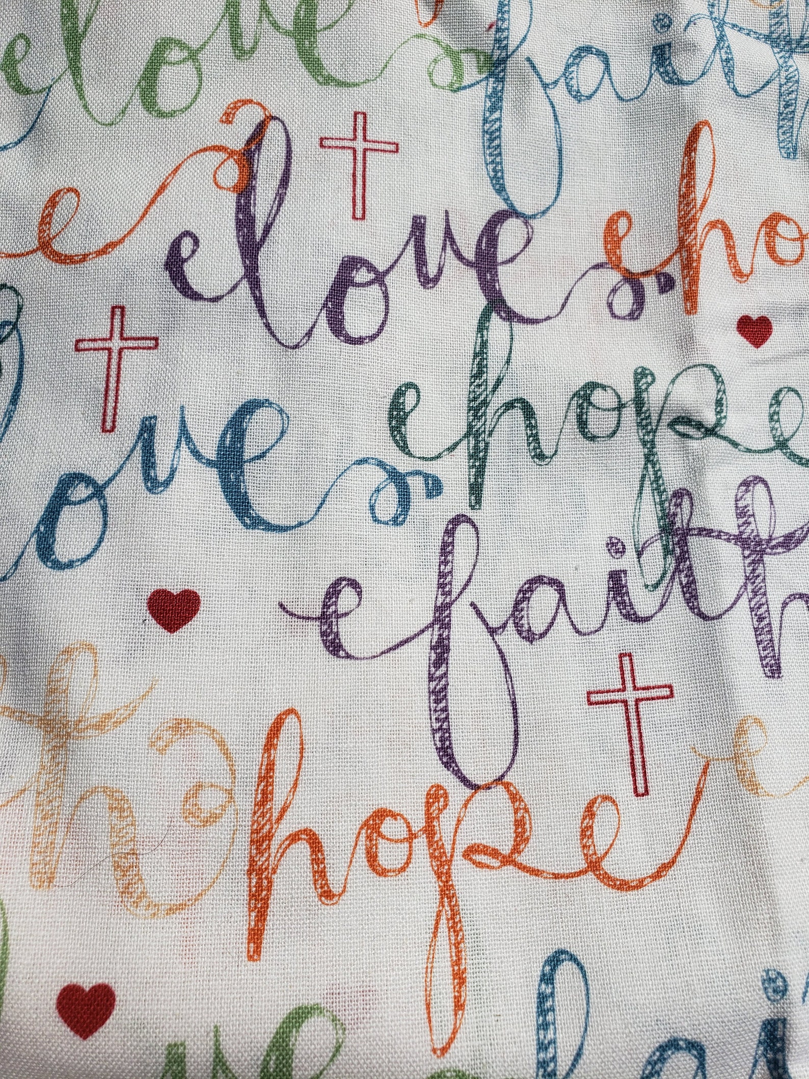 Christian quilting fabric Faith Hope Love 100 cotton Etsy