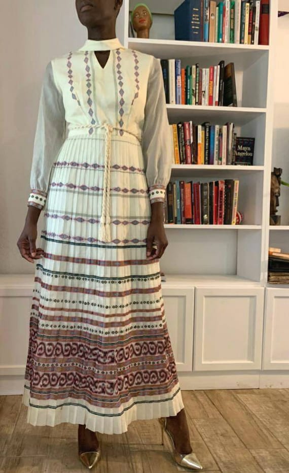 Vintage Alfred Shaheen 70s Dress/Size Small