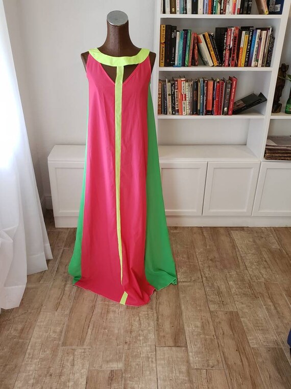 Neon Pink, Yellow, Green Color Block Dress-M/L