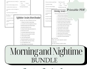 Morning and Evening Anxiety Reset Routine Printable — Daily Calm Affirmations for Stress Relief, Mental Health PDF, Instant Download