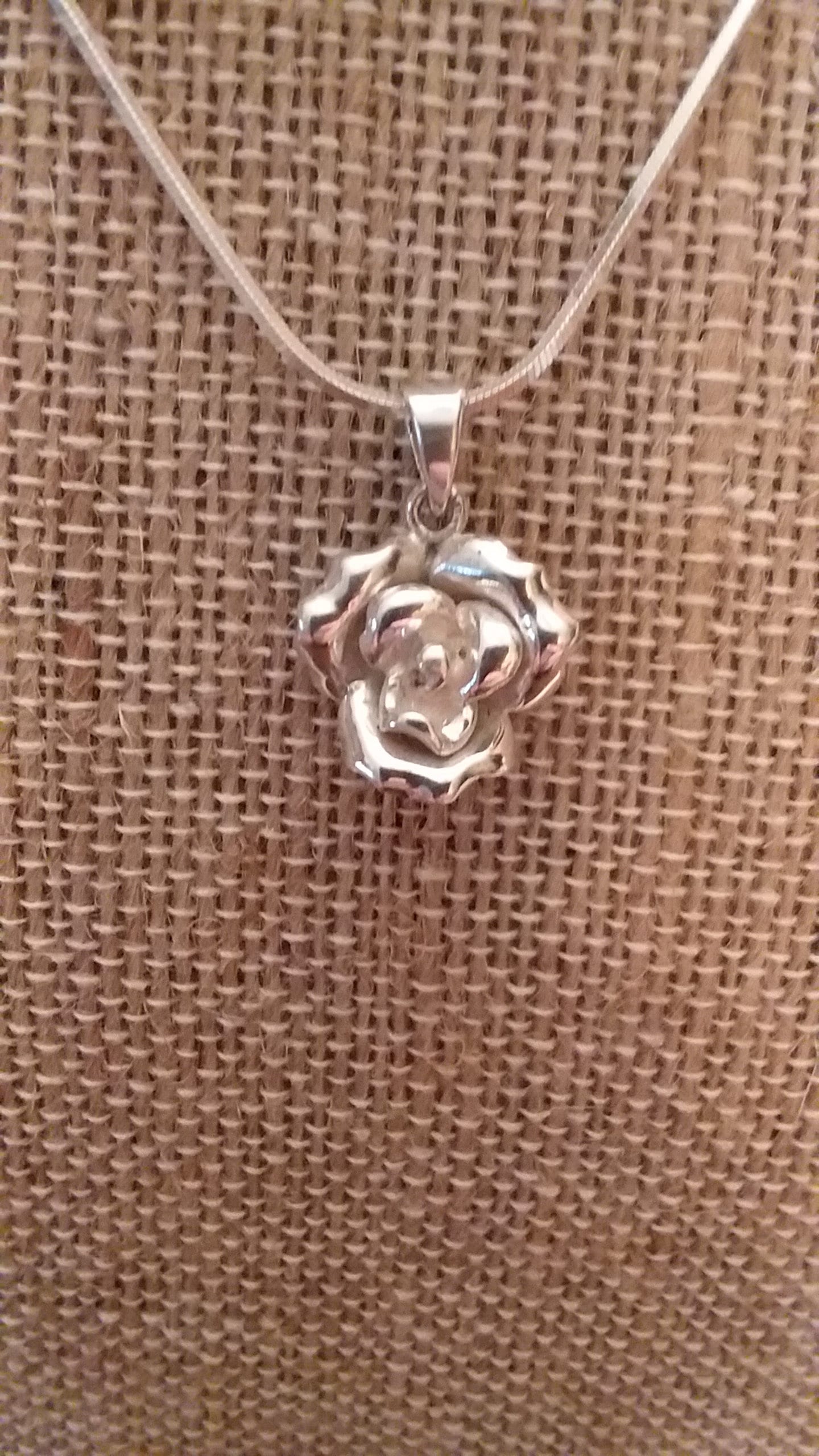 Sterling Silver Rose Pendant Necklace Etsy