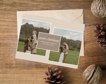 Minimalistiskt julfotokort *digital mall* enkelt och estetiskt, modernt, beige neutralt