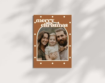 Retro julfotokort *digital mall*, minimalistiska och estetiska prickar