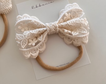 Floral Lace Bow Headband