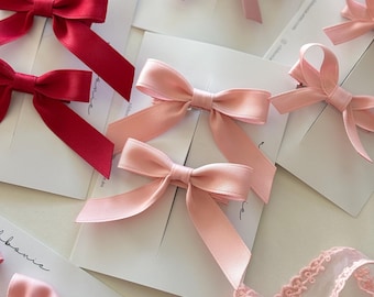 Set of 2 Baby & Toddler Satin Bow Hair Clips for Pigtails Christening  Special Occasion