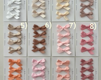 Set of 4 Mini Grosgrain Baby Hair Bow Clip Set