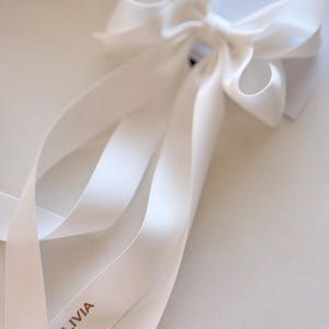 Off White Satin Bridal Hair Bow, Elegant Large Wedding Clip, Minimalist Bride Style Accessory image 12