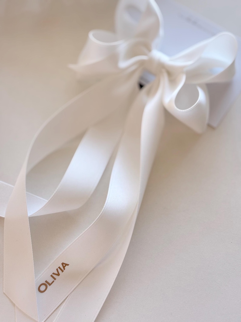 Off White Satin Bridal Hair Bow, Elegant Large Wedding Clip, Minimalist Bride Style Accessory image 12