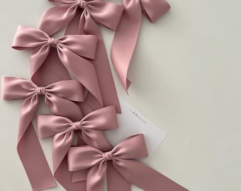 Sienna Long Tail Bow,  Satin Bow alligator clip, Non Slip Hair Clip