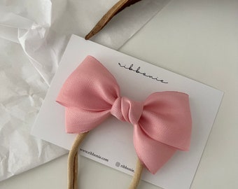 Pink Mesh Organza Bow Headband or Hair Clip for baby Organza Bow, Pink Baby Bow Headband, Soft Headband