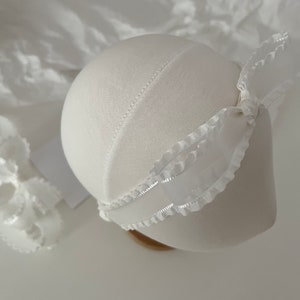 White Frill Organza Bow , Christening Headband, Baptism Bow, Classic Organza Bow Soft Headband image 7