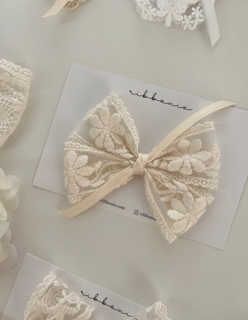 Ivory Lace Hair Bow Clip, Lace Bow Clip, Girl Hair Bow, Toddler Hair bow, Baby Hair Bow, All Butterfly Lace Bow Clip 6. Clementine