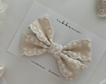Butterfly Polka Dot Lace Bow CLIP / cotton lace