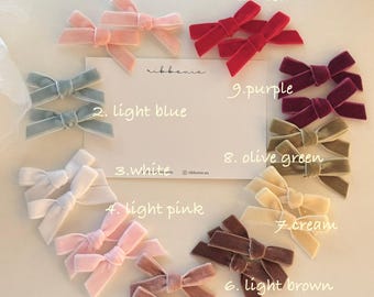 2-Piece Velvet Baby Bow Headband Set – Thin Winter Bows, Newborn & Toddler