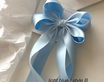 Handmade Satin Tail Bow Hair Clip Elegant Wedding Accessory