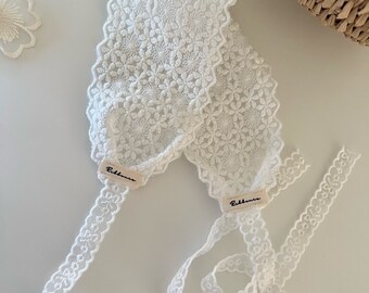 White Christening Lace Headband For Baby Toddler Girl White Headband Embroidery Lace Tie Back Elena Headband Bonnet Headband