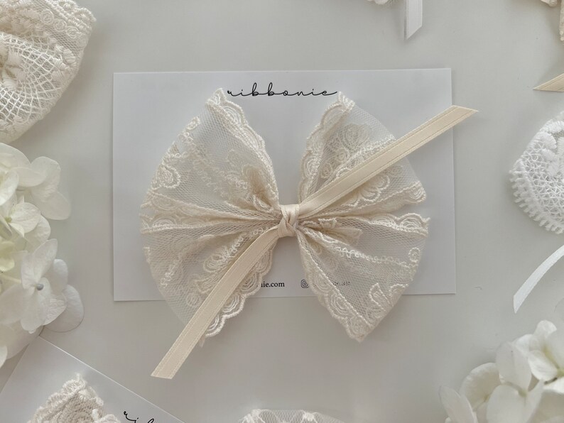 Ivory Lace Hair Bow Clip, Lace Bow Clip, Girl Hair Bow, Toddler Hair bow, Baby Hair Bow, All Butterfly Lace Bow Clip 4. Dancing