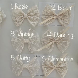 Ivory Lace Hair Bow Clip, Lace Bow Clip, Girl Hair Bow, Toddler Hair bow, Baby Hair Bow, All Butterfly Lace Bow Clip image 3