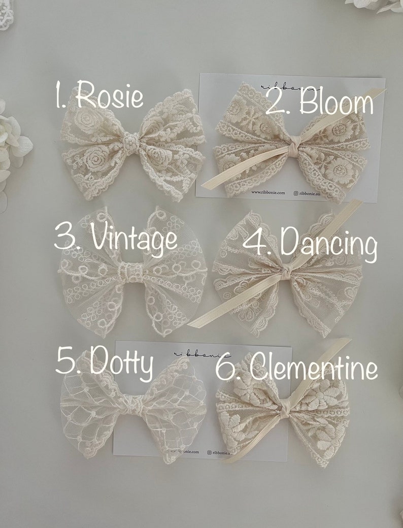 Ivory Lace Hair Bow Clip, Lace Bow Clip, Girl Hair Bow, Toddler Hair bow, Baby Hair Bow, All Butterfly Lace Bow Clip image 3