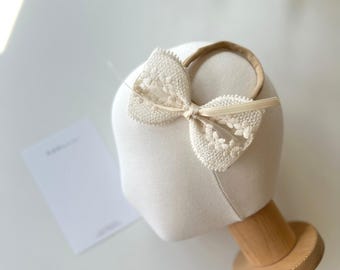 Ivory Floral Lace Bow Baby headband