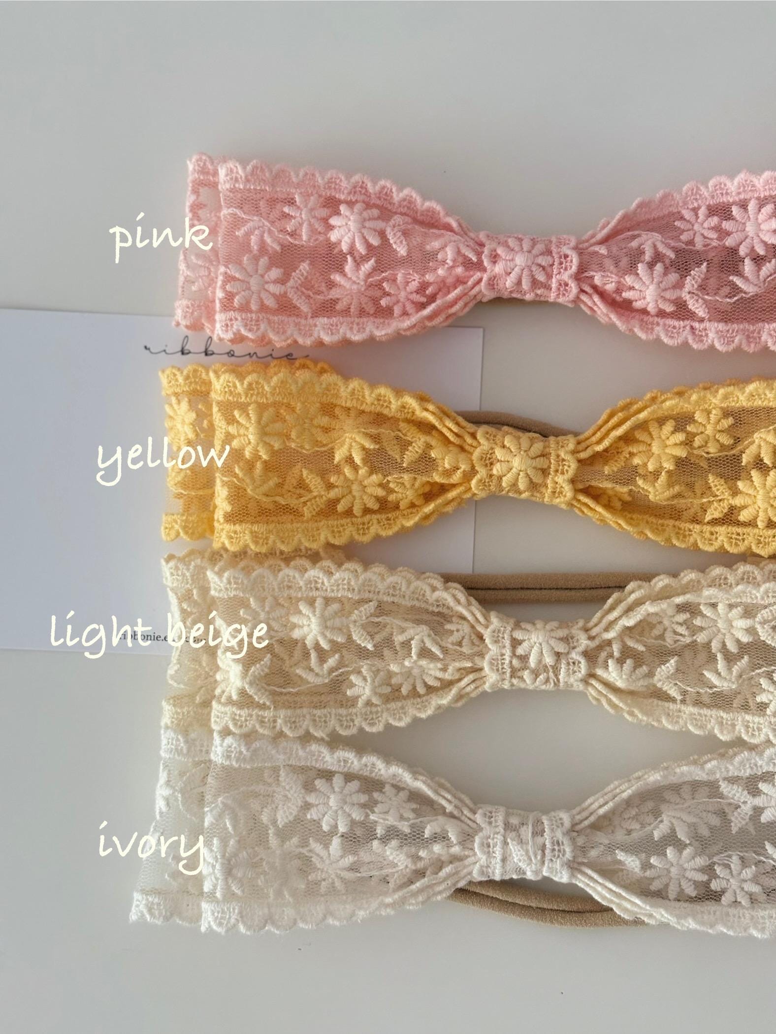 Floral Lace Baby Headband Christening, Baptism Headwear