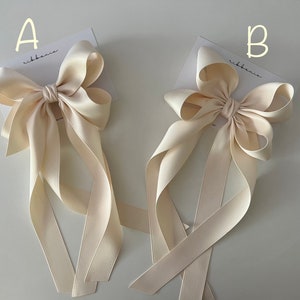 Classy Satin Bow with Long Tail – Wedding Hair Accessory for Girls & Women | Elegant School or Party Style
