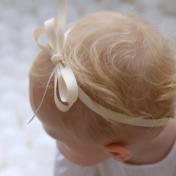 Satin Butterfly Bow Headband, Butterfly Bow Headband, Christening bow, Baptism headband