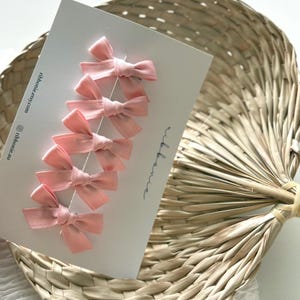Set of 5 Mini Satin Baby Hair Bow Clips – Ballerina Pink