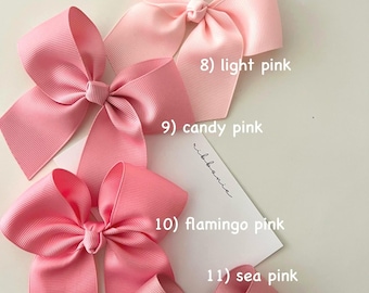 PICK ANY 2 Grosgrain Hair Bow Set Pigtail Hair Clips, Handmade Headpiece