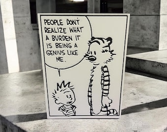 Calvin and Hobbes “Genius” 3D Printed Picture