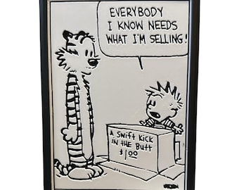 3D Printed Picture of Calvin and Hobbes “Swift Kick in the Butt”