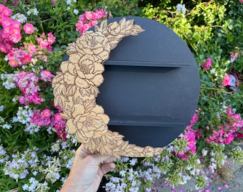 Floral Moon Shelf, Crystal Shelf, Essential Oil Shelf