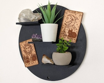 Sun + Moon Tarot Card Crystal Shelf, Essential Oil Shelf