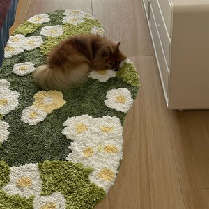 Cute Garden Bedroom Rug for Girls, Fresh Daisy Moss Rug, Tufted Fluffy ...
