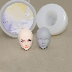 Face Head Silicone Mold 2D Barbie Doll Mould Girl Fondant Chocolate Cake  Candle Fimo Cake Decoration Topper 