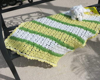 Tumbling Block Stitch Crocheted Baby Blanket Baby Shower Gift Baby Boy Girl Baptism Blanket Lovey Easy Care Nursery Decor Stroller Car Seat
