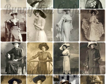 Vintage 19th Century Ladies in Hats, Antique hats,  Victorian women, hat ephemera