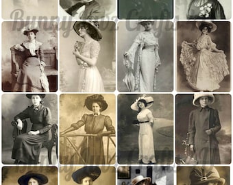 Vintage 19th Century Ladies in Hats, Antique hats,  Victorian women, hat ephemera