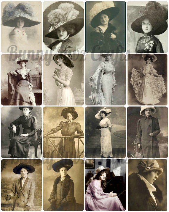 Vintage 19th Damas en Sombreros Antiguos - Etsy México