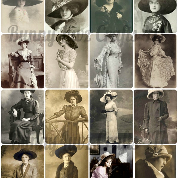 Vintage 19th Century Ladies in Hats, Antique hats,  Victorian women, hat ephemera